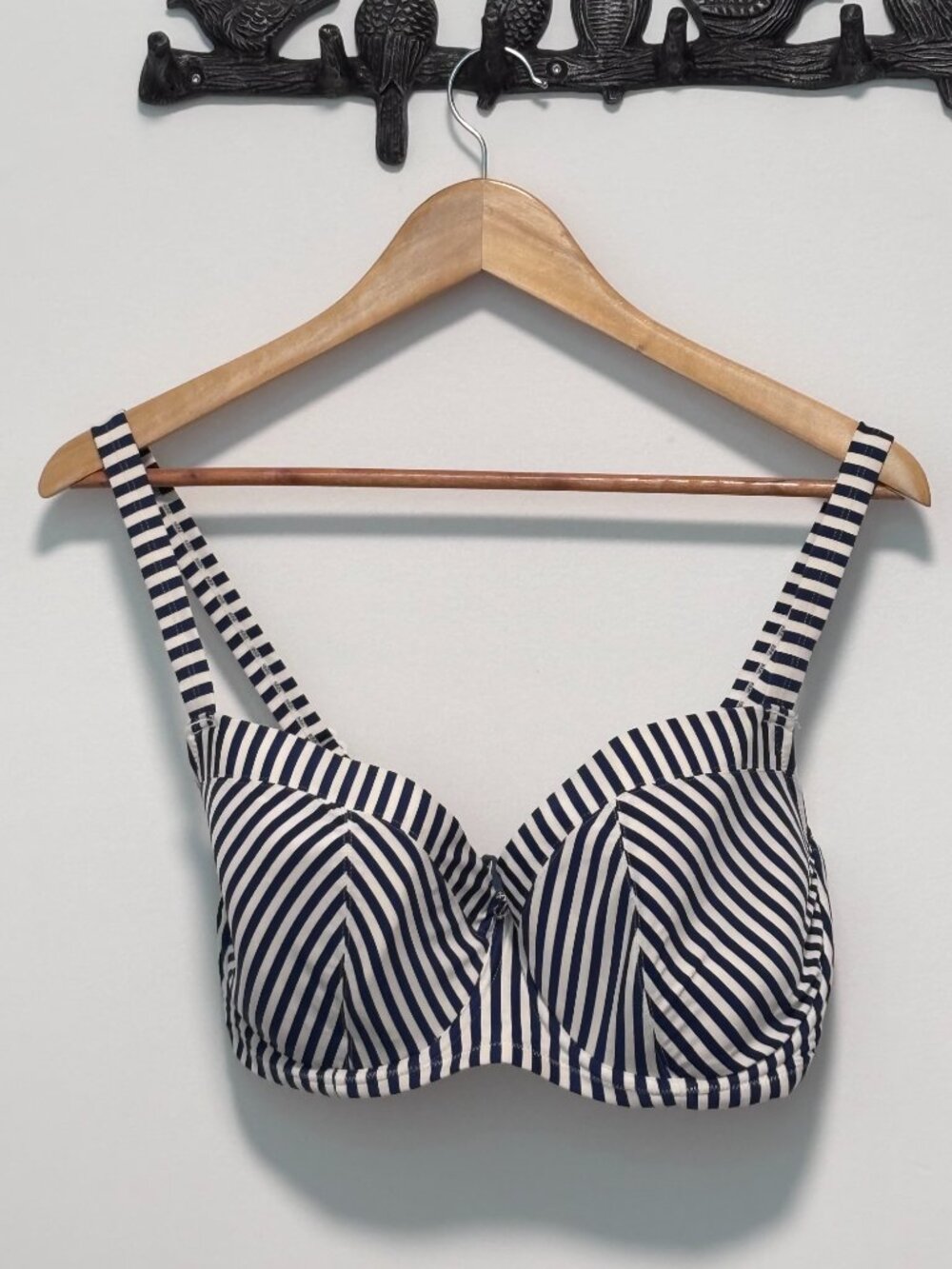 34 I - Nautical Swim Top - Striped Navy and White Bikini Top - Hard to Find Size